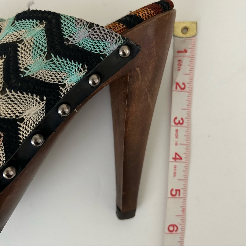 Missoni Crochet-knit Multicolor Round Toe Chevron Print Wood Clog EU 40 US 10 - Picture 3 of 12